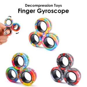 3Pcs Magnetic Rings Fidget Toy Set Adult Fidget Magnets Spinner Rings Fidget Pack Great Gift for Adults Teens Kids